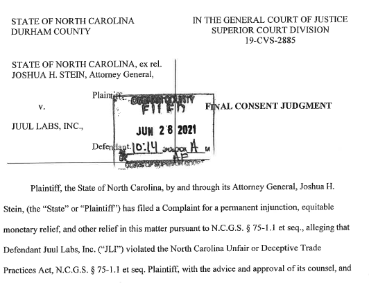 NC Juul settlement: It's a start  Stanton Glantz blog