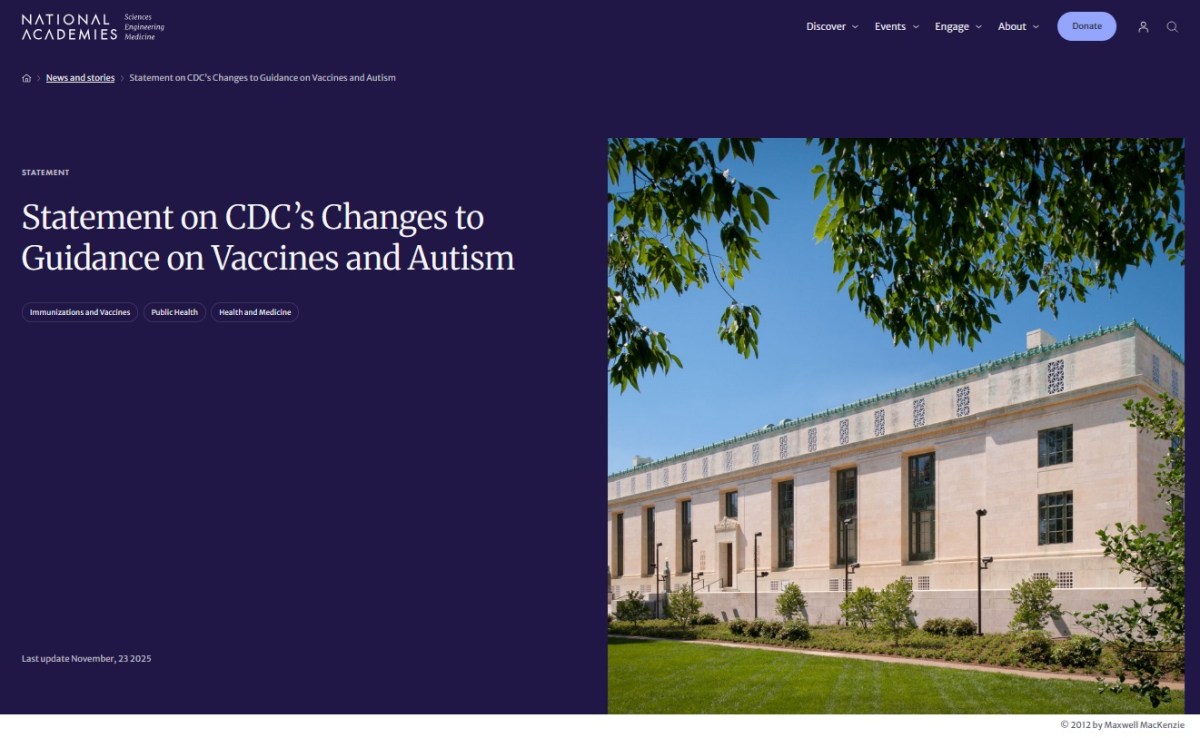 National Academy of Medicine calls out CDC for misrepresenting NAM position on vaccines and&nbsp;autism