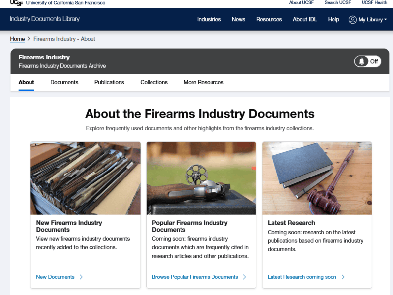 UCSF Makes Internal Firearm Industry Documents&nbsp;Public